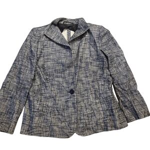 MaxMara Navy and White Tweed Blazer Size 12 Womens